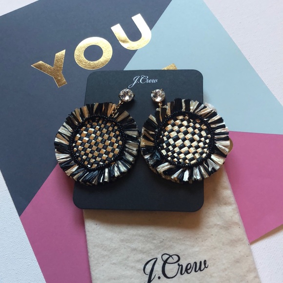 J. Crew Jewelry - J.Crew raffia fringe disc earrings